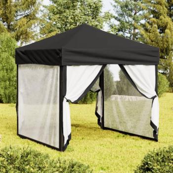 Carpa para fiestas plegable con paredes laterales 2x2 m color negro