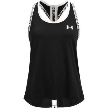 Camiseta sin mangas Under Armour Knockout negra y blanca para niña - XL