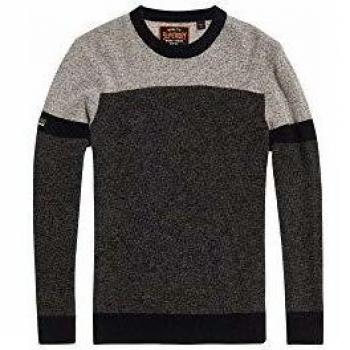 Superdry Harlo Block Crew, Jersey para Hombre. 2XL Negro