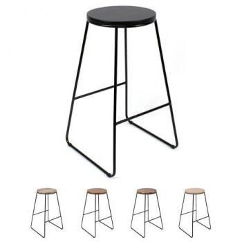 Taburete Alto de Madera y Metal Negro - 71 cm - Asiento Extra para el Hogar