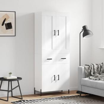 Aparador alto de madera contrachapada blanco 69,5x34x180 cm
