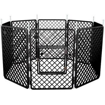 Iris Ohyama, Parque para perros / parque para cachorros, 1,7 m², 8 paneles, puerta con pestillo, varillas para un fácil montaje y desmontaje, resistente a la intemperie - Pet Circle H-908 - Gris