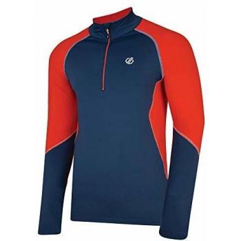 Dare 2b Interfused Core Stretch Lightweight Quick Drying Half Zip Top Capa Intermedia elástica, Hombre, Admiral Blue/Fiery Red, Small