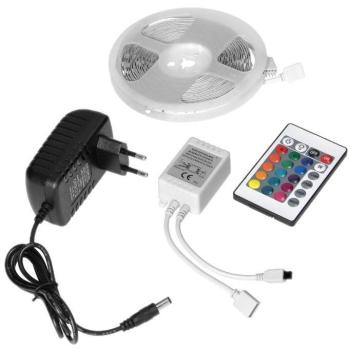 Set tira LED 12V 5050 7W/m IP20 con control remoto + fuente de alimentación 3m RGB