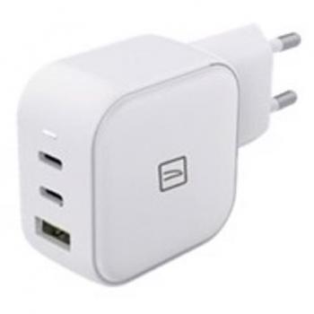 Cargador de Pared Tucano 65W GaN USB, Blanco, Carga Rápida, 3 Puertos, Compatible con Dispositivos Móviles