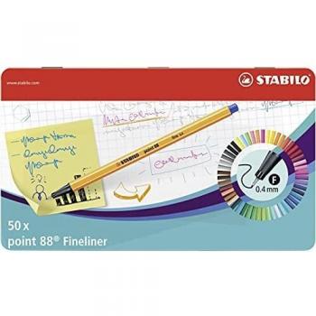 Rotulador puntafina STABILO point 88 - Caja de metal con 50 unidades