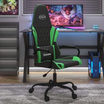 Silla gaming cuero sintético negro y verde de vidaXL