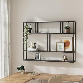 Estantería de pared Jämijärvi con 6 compartimentos abiertos de acero negro mate 90 x 120 x 18 cm