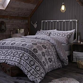 Catherine Lansfield CL Oslo Grey - Juego de funda nórdica para cama de 135 cm