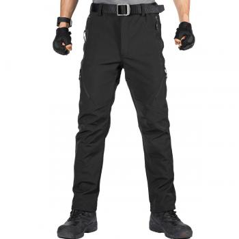 FREE SOLDIER - Pantalones Softshell para Hombre, Impermeables y Cortavientos, para Escalada y Senderismo, con Forro 32 Negro
