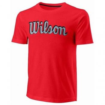 Wilson Script Eco Slimfit Camiseta de Manga Corta para Hombre, Rojo, Talla S