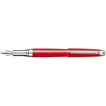 pluma caran d-ache leman laca china roja escarlata adornos plateados rodiados plumin oro 18k rodiado con estuche