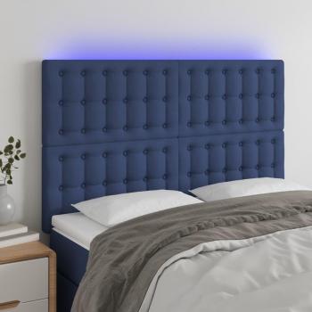 Cabecero LED Tejido 144x5x111/128 cm Azul