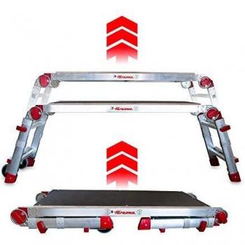 Faraone - Plataforma de Trabajo PLA.T - Plataforma Plegable - 147x53x19cm - Regulable en Altura - Plataforma con Ruedas - Amplio Plano de Trabajo - para Uso Profesional - Ligera y Robusta