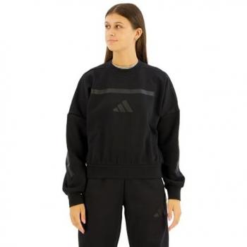 Adidas Z.N.E. Pure Black Women's Loose Fit Sweatshirt - Size L