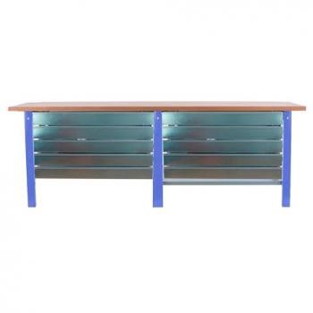 Banco de Trabajo Doble SimonRack BT6L Pro 10 Cajones 2600 mm Azul/Haya, Capacidad Carga 1000 kg
