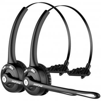 Mpow Auriculares Bluetooth de Teléfono Inalámbrico con Micrófono Manos Libres, Cancelación de Ruido, Conversación de 13 Horas, para Teléfono Fijo, Centro de Llamadas, Recepcionista - 2 Unidades