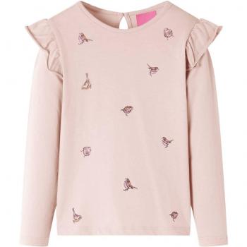 Camiseta Infantil de Manga Larga Estampado de Gorriones en Color Rosa Talla 140