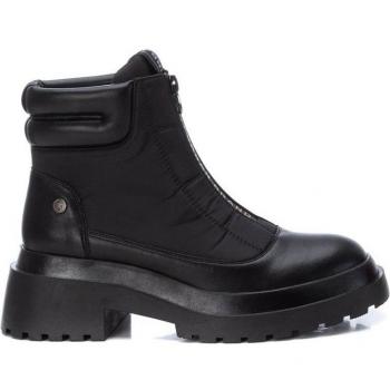 Xti Botines Mujer 140047 Negro Textil Combinado Cierre Cremallera Tacón 5cm Estilo Moderno