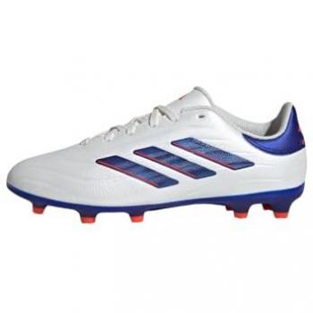 Botas de fútbol para niños Adidas Copa Pure 2 League FG J, color blanco, talla 30, diseñadas para césped artificial