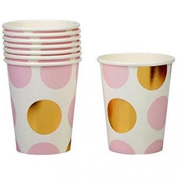 Neviti CSC Imports Juego de Obras – Taza, diseño de Lunares, Color Rosa, Pack de 8