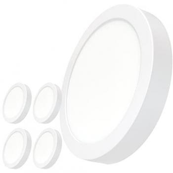 Plafón LED Redondo Superficie 220mm, 20W, 1800 Lúmenes, Blanco Cálido (3000K), Pack de 5 Unidades