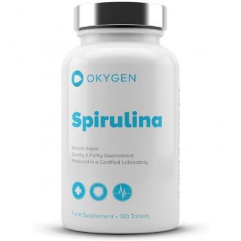 Okygen Premium Quality Spirulina 180 comprimidos 1500 mg: Suplemento orgánico - Aumenta la energía y fomenta la salud cardiovascular y cerebral - ¡Suministro para 60 días!