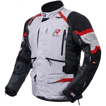 Chaqueta textil de motocicleta Rukka Madagasca-R - Negro Gris Rojo (Tamaño 50)
