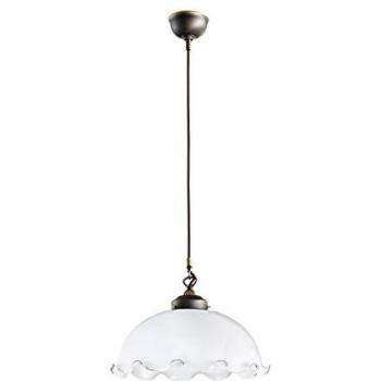 Lámpara Colgante NONNA de Cúpula de Vidrio en Latón Antiguo, 1 Bombilla E27, Estilo Cottage, 75W