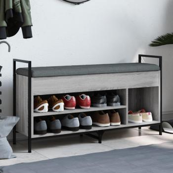 Banco zapatero Sonoma gris 105,5x32x57,5 cm de madera de ingeniería
