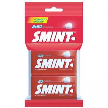 Caramelos - Smint Twinpack, Sabor Fresa, Sin gluten, Azúcar, 2x50 unidades, 70g