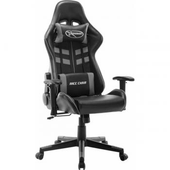 Silla de gaming de cuero sintético negro y gris