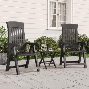 vidaXL Garden Reclining Chairs 2 pcs Anthracite PP and vidaXL Garden Reclining Chairs 2 pcs White PP