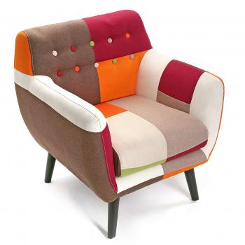 Versa Red Patchwork Butaca para Salón, Dormitorio o Comedor, Sillón confortable y diferente, con Apoyabrazos, Medidas
