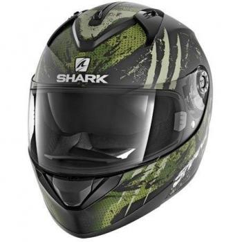 Shark Moto Casco Hark – ridill threezy Mat, Negro/Verde, tamaño M