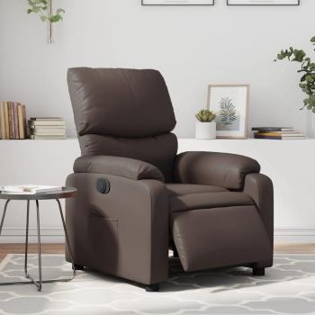 Sillón reclinable eléctrico de cuero sintético marrón vidaXL