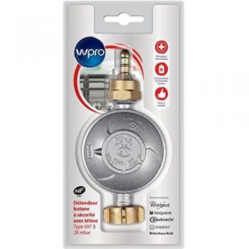 Regulador de Gas Butano WPRO DBB028 con Obturador Automático y Tétina Amovible, Presión 28mbar