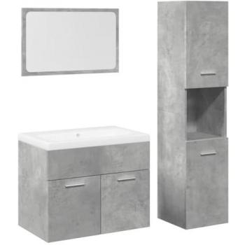 Juego de muebles de baño 4 piezas madera contrachapada gris hormigón