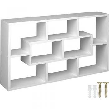 Estantería Kassandra Retro - Estante de Pared con 8 Compartimentos, Instalación Invisible y Diseño Elegante