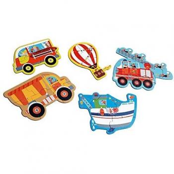 SCRATCH- RompecabezasPuzzles encajables y rompecabezasSCRATCHScratch STARTERPUZZLE-Vehicles ca. 13-19cm, with 5 Puzzles 3-4-5-6-8 pcs, Cardboard, in Box, 2+, Multicolor