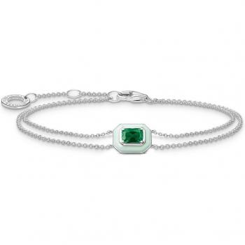 THOMAS SABO Charming Charm Club Pop Colours Bracelet - Sterling Silver/Enamel/Stone, Green Stone, Female