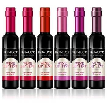 Wine Lip Tint - Botella de vino de 6 colores mancha de labios, labiales mate larga duracion Impermeable pintalabios regalo de maquillaje para niñas y mujeres