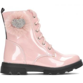 Botines CONGUITOS Acharolados Rosas con 1 Corazón Strass, Cordones y Cremallera para Niña