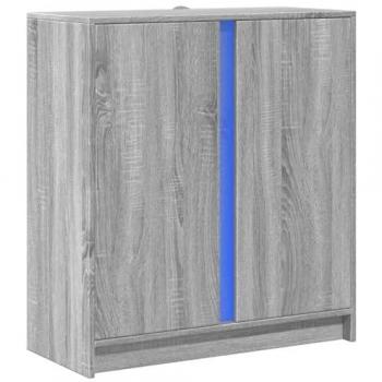 Aparador con LED de madera de ingeniería gris Sonoma 77x34x85 cm, bufé, armario de almacenaje, mueble de almacenaje de cocina