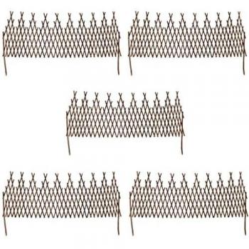 Set de 5 vallas expandibles de madera enrejada de mimbre, 170 x 55 cm