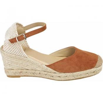 Alpargata de Mujer en Cuña con Piso de 5 Cuerdas de 7 Cm. de Cuña Tecno en Color CAMEL