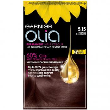 Garnier Olia Chocolate Brown Hair Dye Permanent, Up to 100% Grey Hair Coverage, No Ammonia for a Pleasant Scent, 60% Oils - 5.15 Frosted Chocolate Brown
