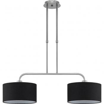 Lámpara colgante Lindby Jevanna, 2 luces, color negro, diseño moderno, material metal y textil, tipo de casquillo E27, adecuada para salón y comedor