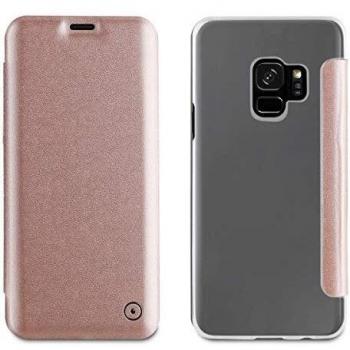Muvit MUFLC0155 - Funda Folio Parte Trasera Transparente para Samsung Galaxy S9, Rose Gold