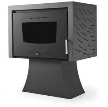 Estufa de leña convectora moderna 20 kW para salón y cocina con cassette insertable